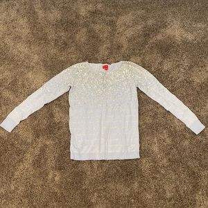 Baby blue and grey striped sequin sweater